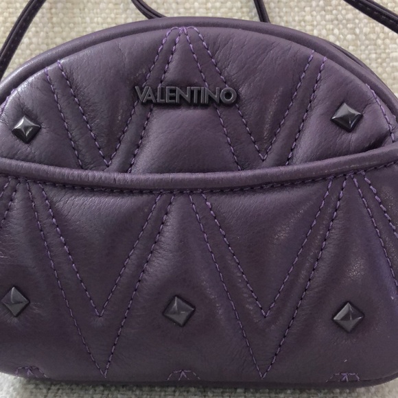 Valentino by Mario Valentino Quilted Leather Crossbody in Blackberry - Picture 2 of 10